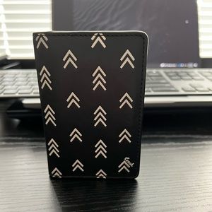 Men’s Coach Card Wallet with Line Arrow Print - Black/Chalk